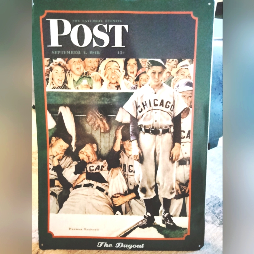Vintage Normal Rockwell tin wall art